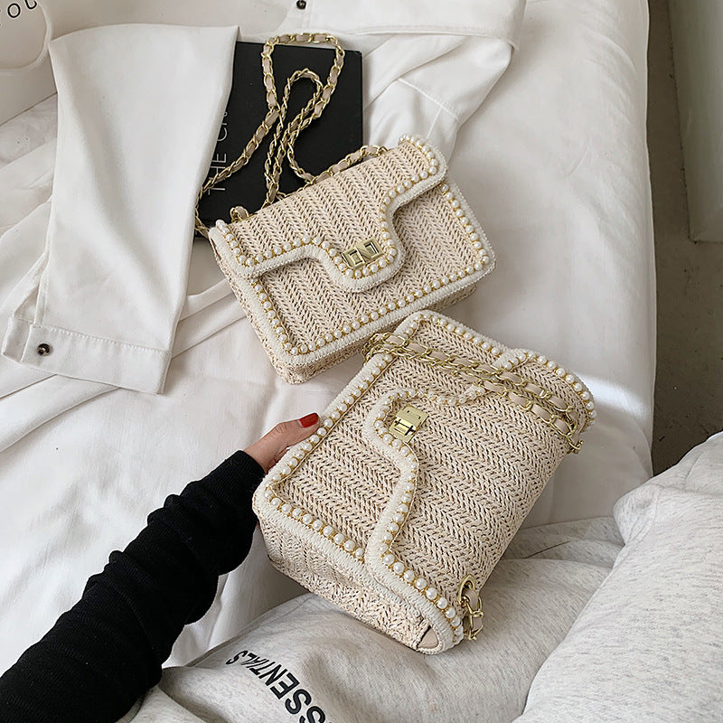 Pretty Women's Woven Summer Fashion Chain Small Square Bags