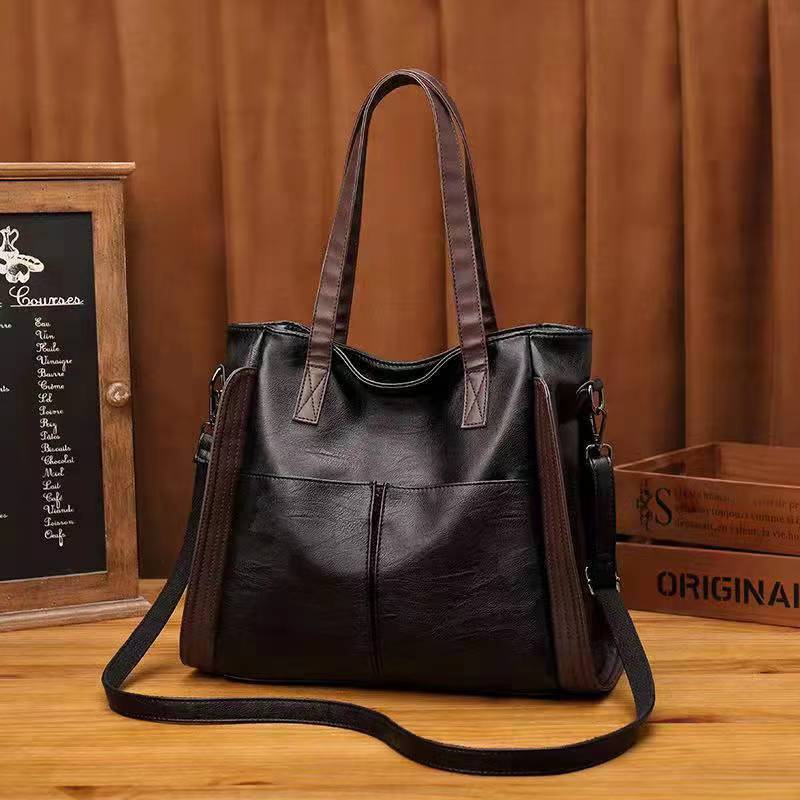 Women's Trendy Simple Large Capacity Soft Leather Textured Mom Tote Bags