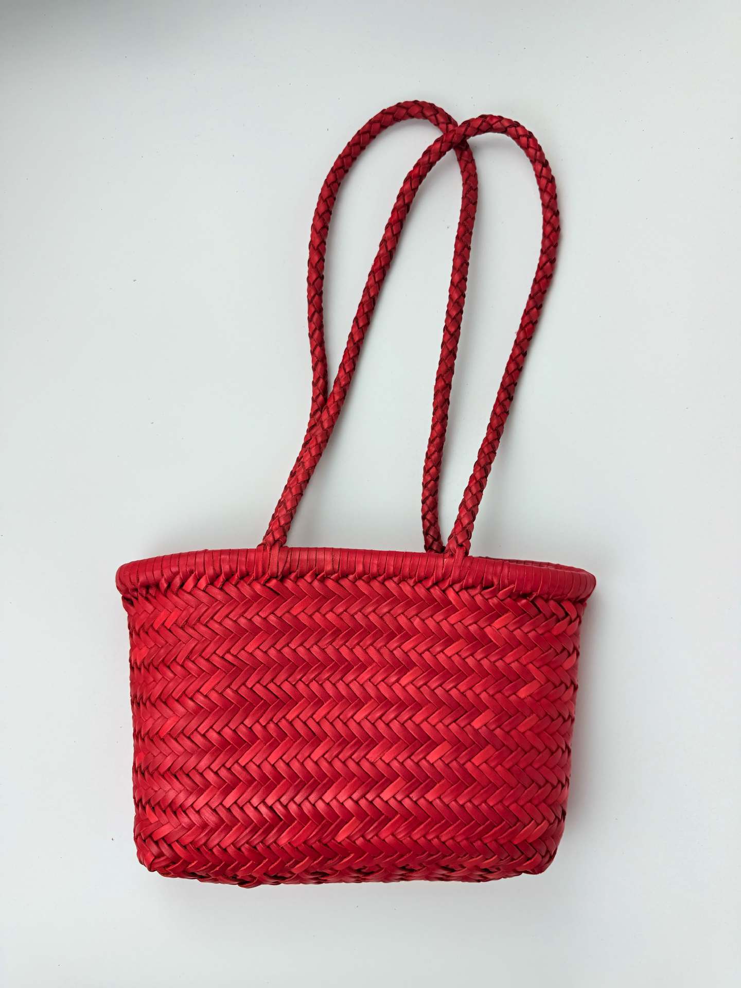 Popular Woven First Layer Cowhide Retro Small Square Bag