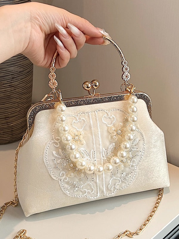 Chinese Style Embroidery Niche Pearl Hand Han Clothing Clutch Women's Handbag