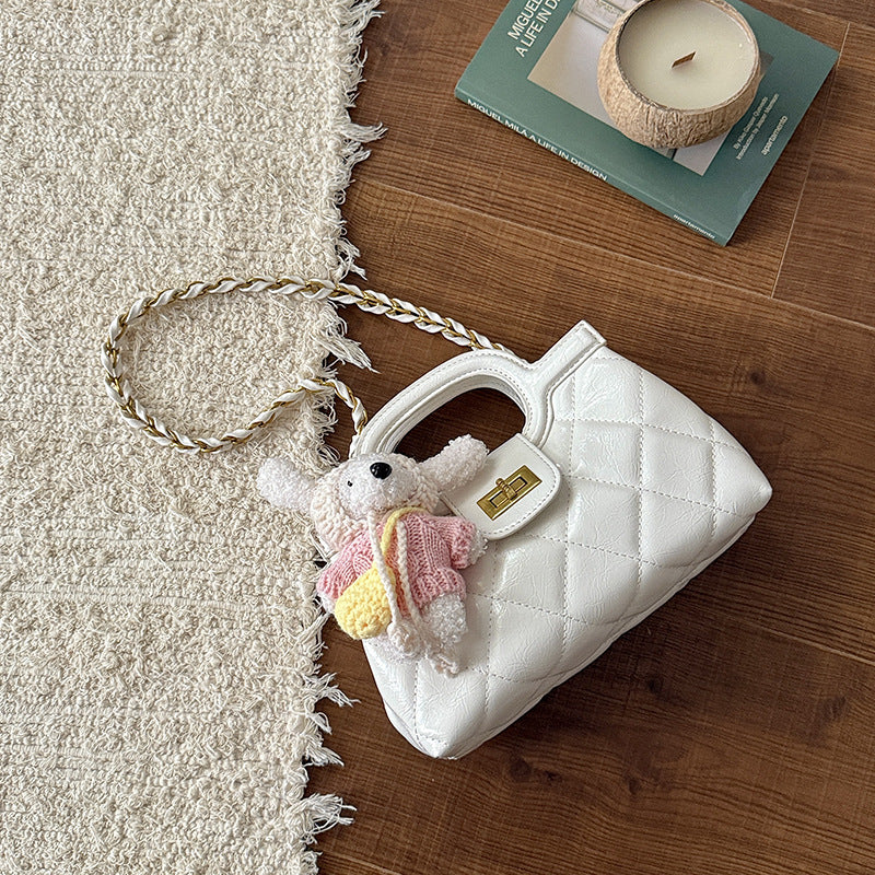 Korean Style Fashion Embroidery Thread Rhombus Women's Messenger Bag