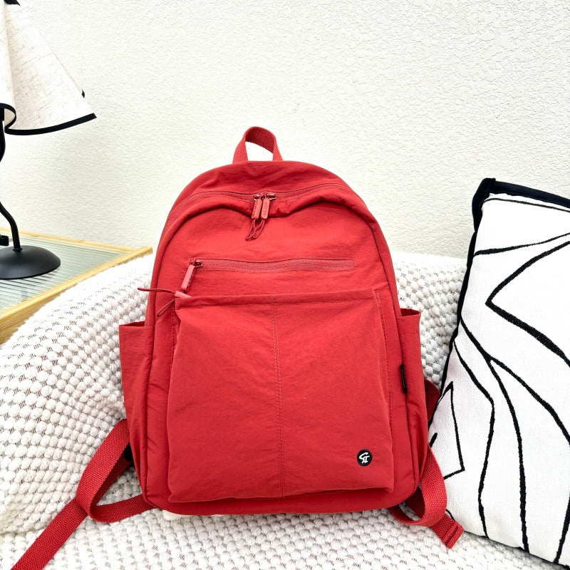 Nylon Cloth Trendy Large Capacity Contrast Leisure Backpack