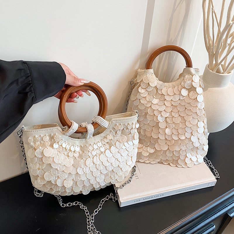 Women's Handmade Shell Niche Fairy Temperament Wild Women's Messenger Bag