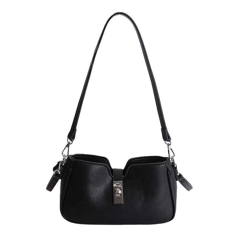 Women's Fashion Retro Underarm Solid Color Saddle Tote Bags