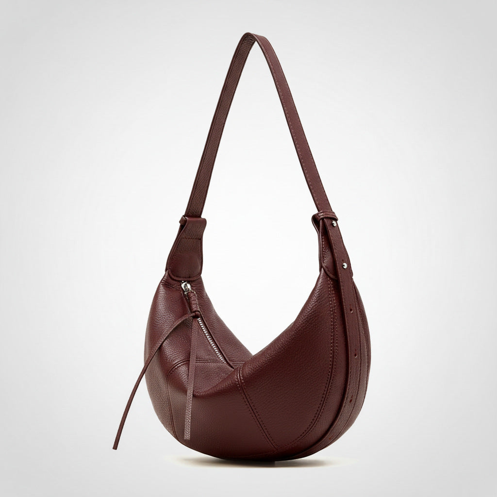 First Layer Cowhide Dumpling Genuine Leather Niche Practical Commuter Natural Women's Messenger Bag