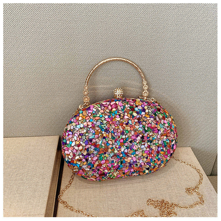Comfortable Versatile Diamond Round Clutch Banquet Evening Bags