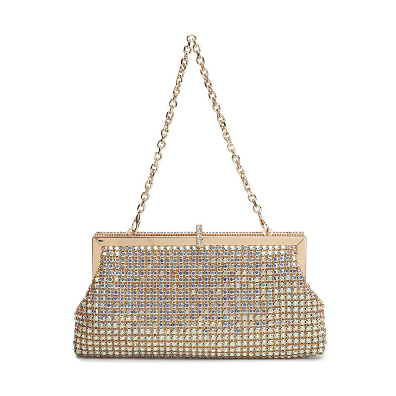 Women's Full Diamond Hand-held Handmade Rhinestone Clip Dinner Bag