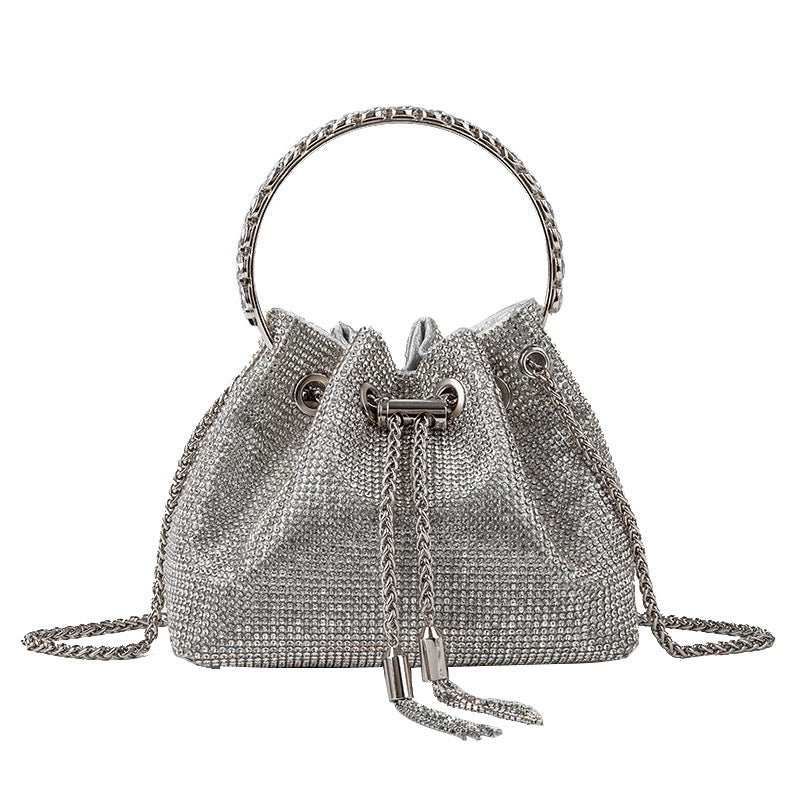 Classic Rhinestone Tassel Alloy Portable Full Diamond Chain High-grade Banquet Bucket Bags