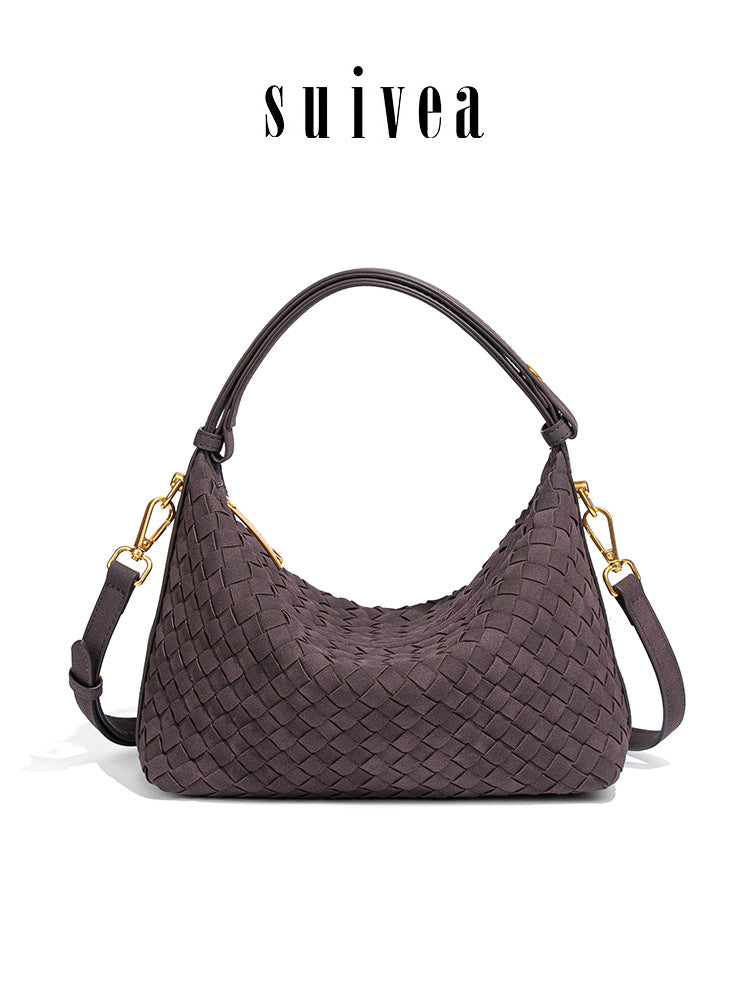 Suede Hand-woven Retro Fashion Underarm Large Women's Messenger Bag