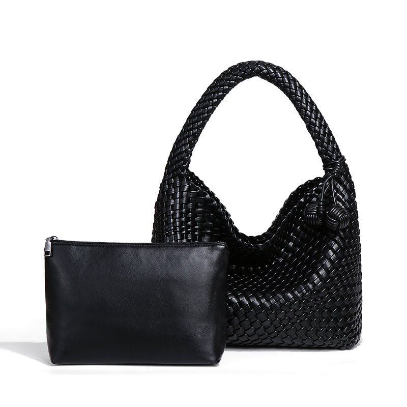 Popular Champagne Gold Woven Large Capacity Tote Bag