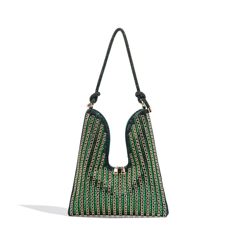 Women's Rhinestone Simple Niche Underarm Large Capacity Dinner Easy Tote Bags