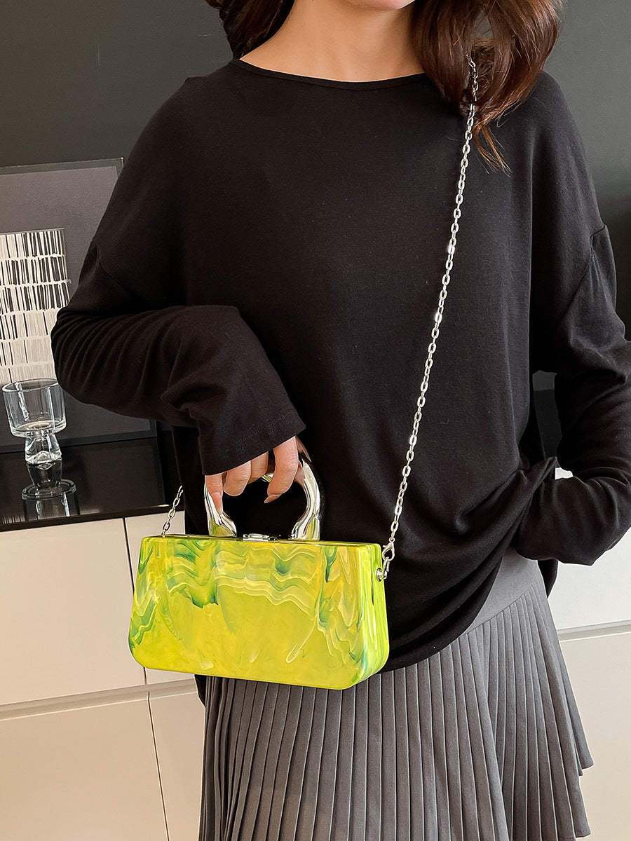 Women's Candy Color Box Spring Ice Crack Dinner Bag