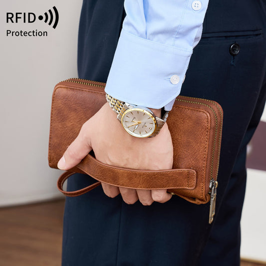 Women's & Men's Fashion Double Zipper Long Retro Large Men's Wallet