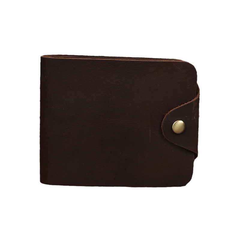 Men's Crazy Horse Leather Horizontal Short First Layer Cowhide Retro Men's Wallet