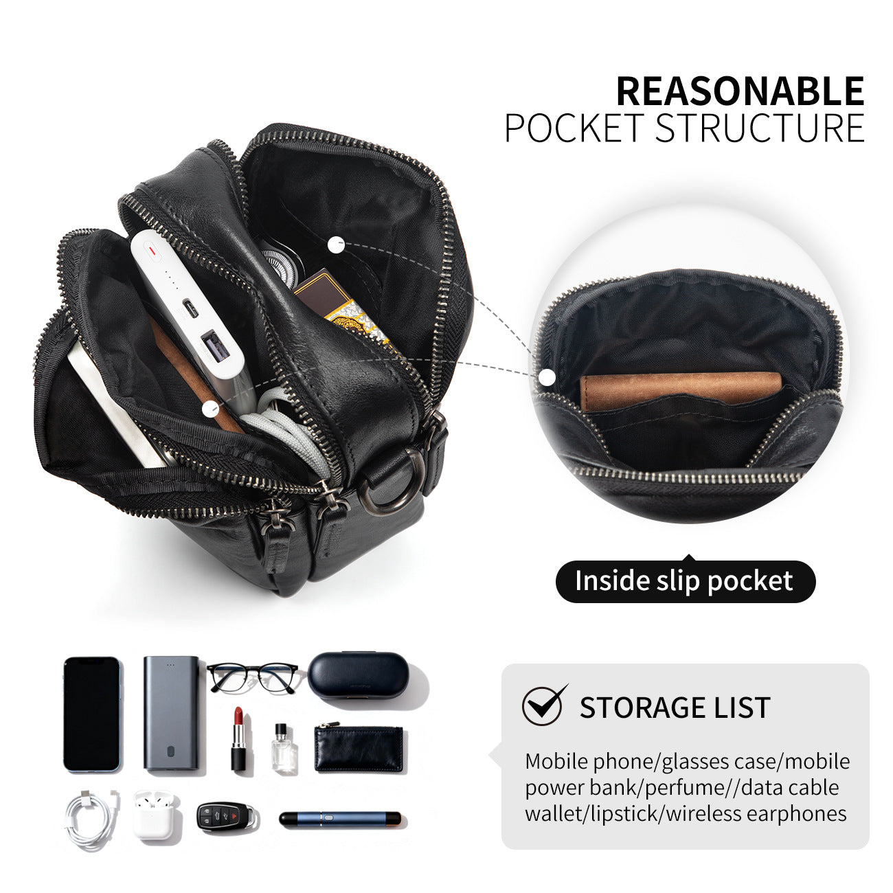 Men's Genuine Cattlehide Leather Surface Korean Style Bags