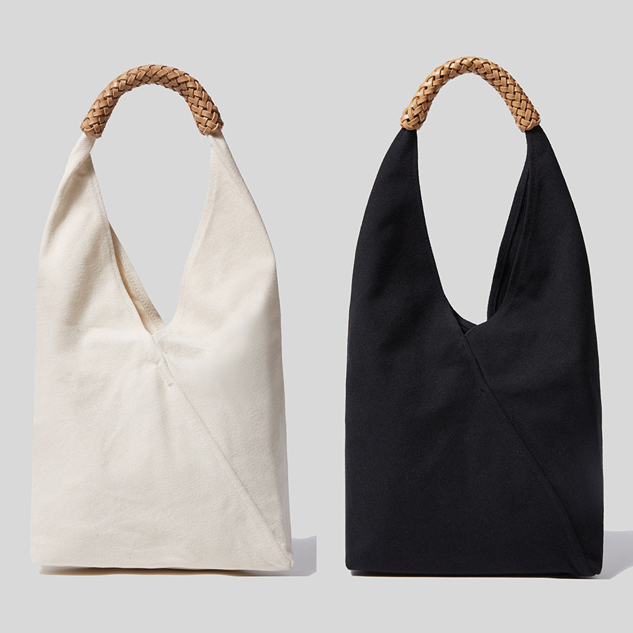 Canvas Saddle Simple Style Solid Color Bags