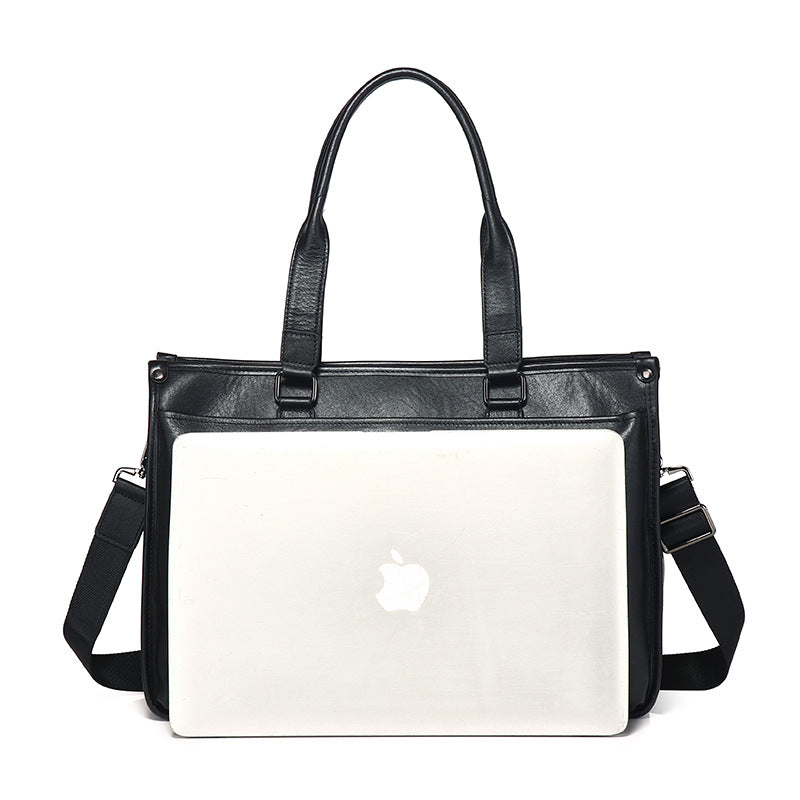 Men's Genuine Leather Vegetable Tanned Cowhide Large Capacity Handbags