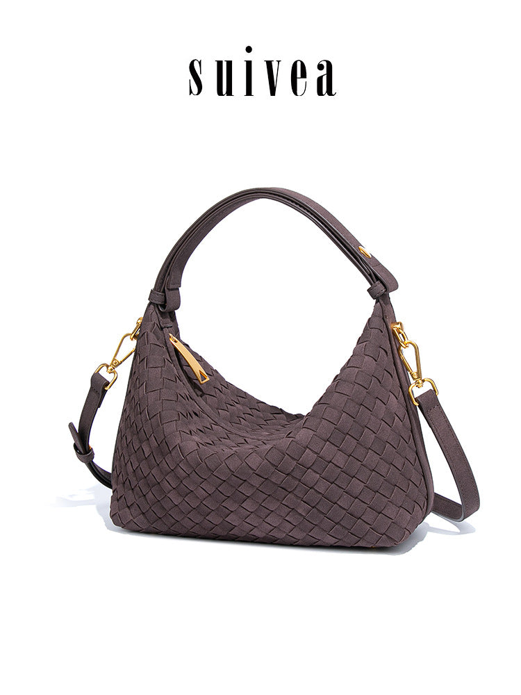 Suede Hand-woven Retro Fashion Underarm Large Women's Messenger Bag