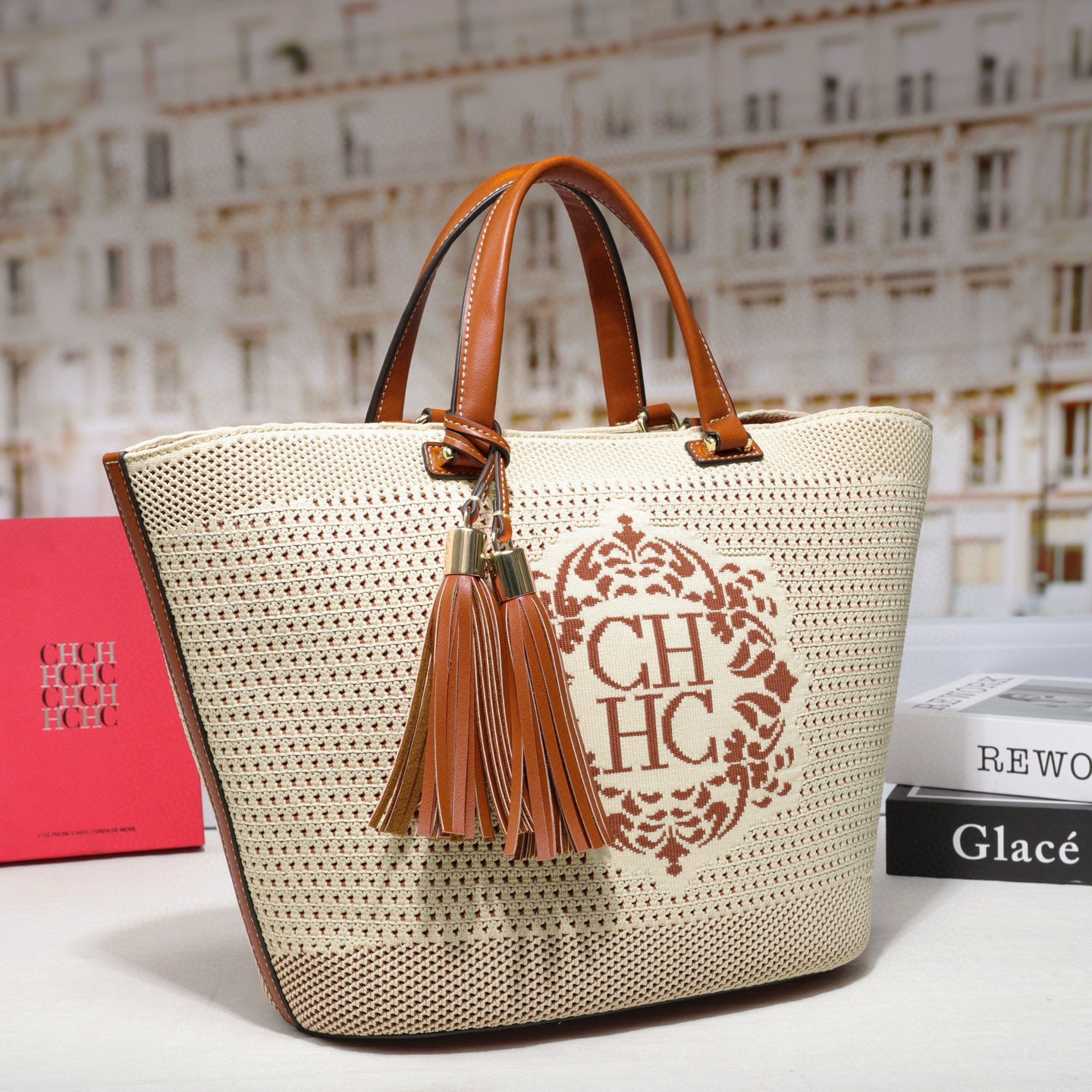 Women's Woven Vegetable Basket Flying Letter Design Bags