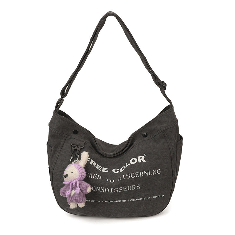 Women's Canvas Large Capacity Totes Printed Lettered Women's Messenger Bag