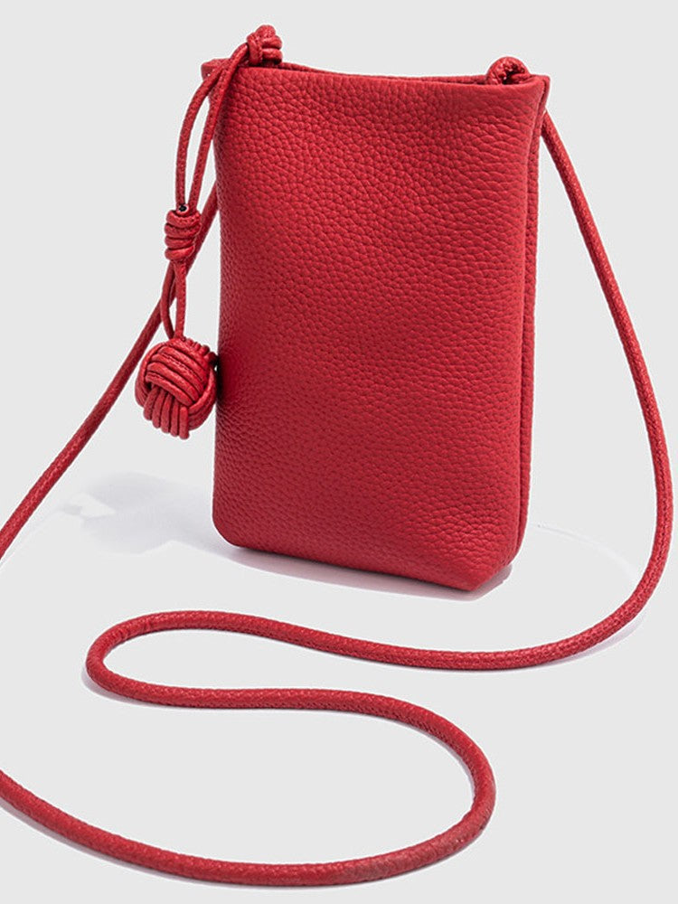 Women's First Layer Cowhide Mini Lychee Pattern Women's Leather Bag