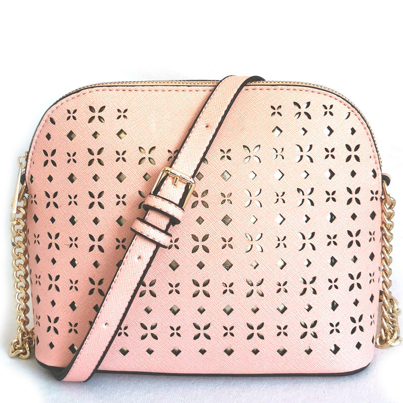 Women's Cross Pattern Leather Little Shell Chain Bags