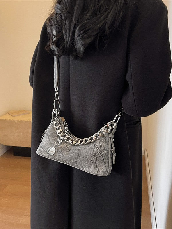 Women's Denim Trendy Simple Underarm Chain Handbags