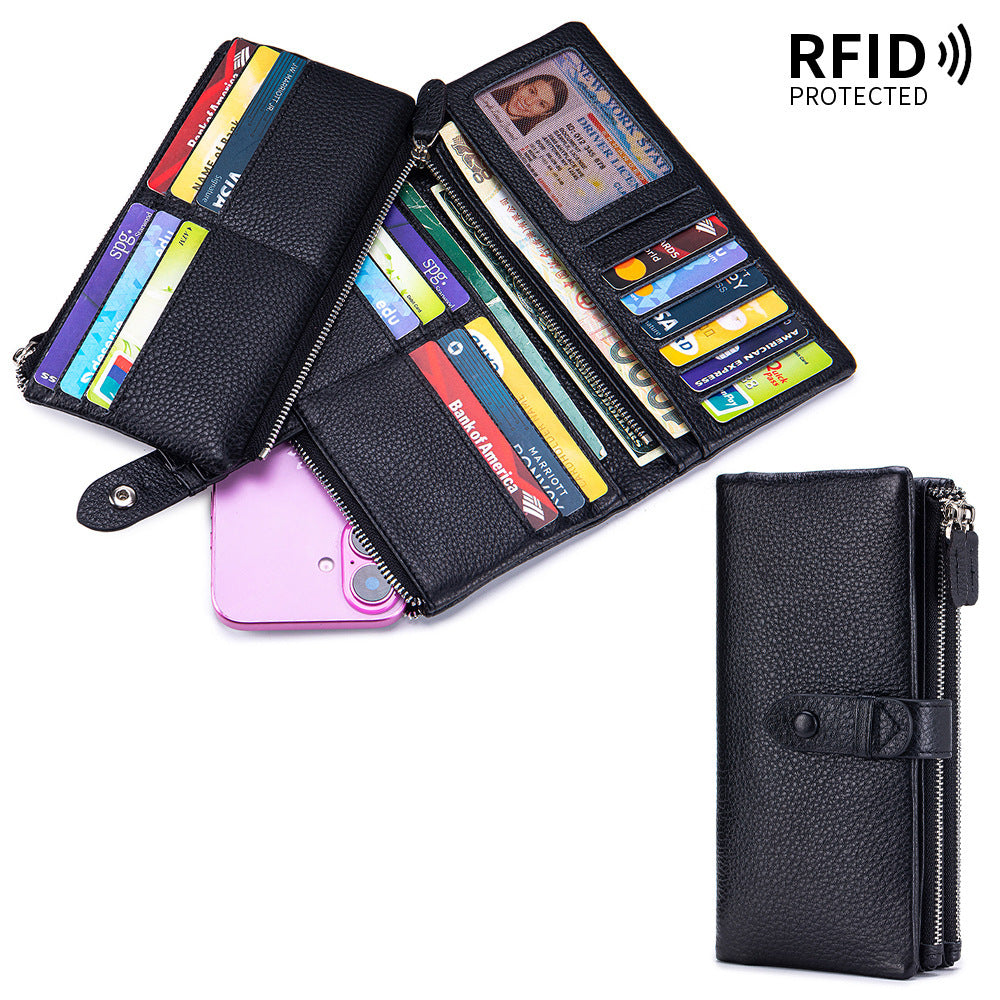 Long Large Capacity Soft Leather Multifunctional Mobile Multiple Slots Ladies Wallet