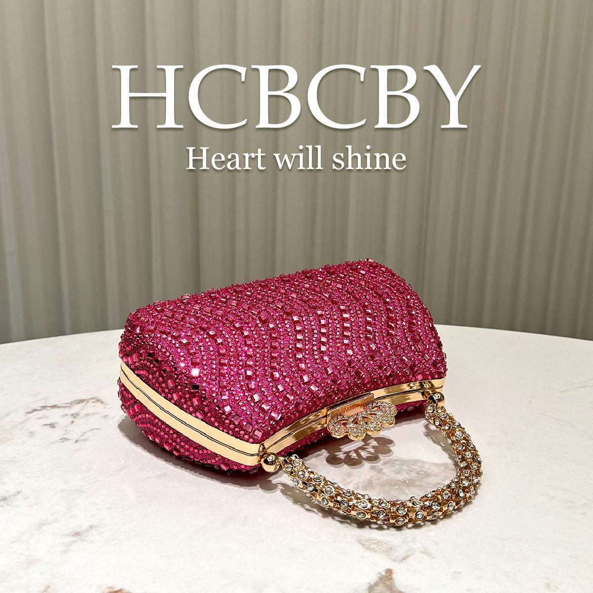 Women's Red Shiny Gorgeous Rhinestone Ornament Fashion Dinner Bag