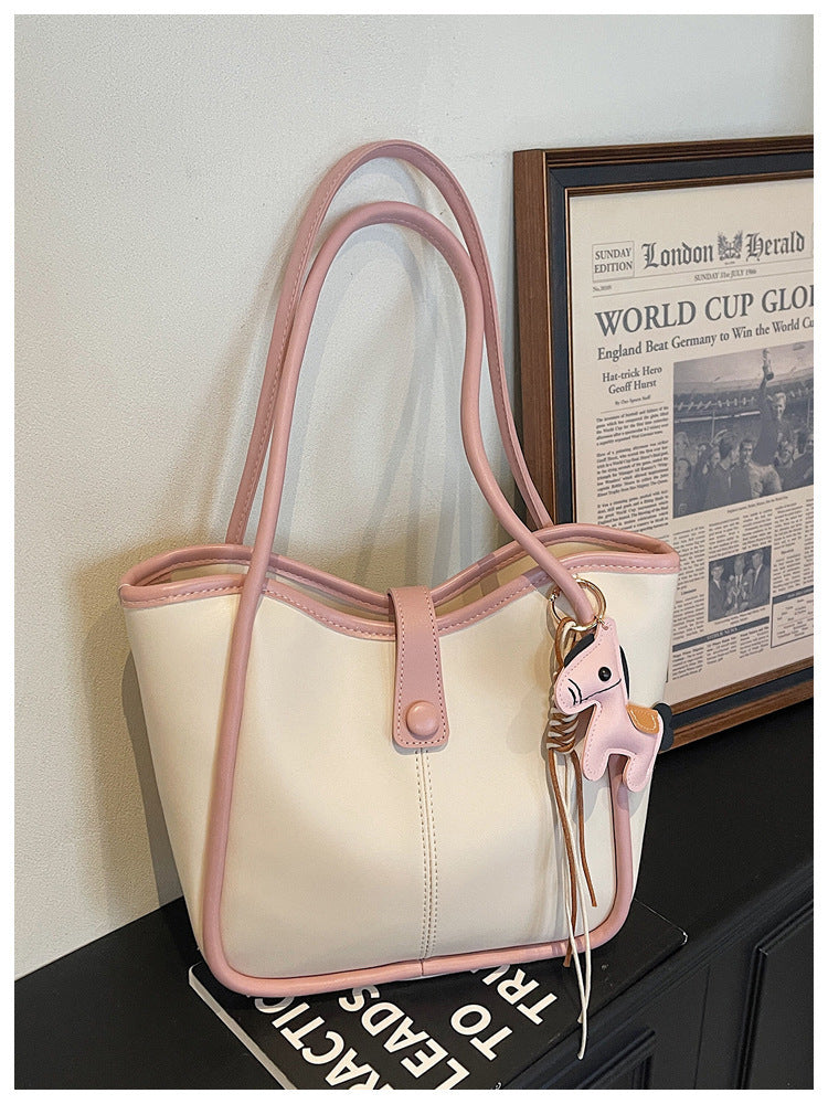 Women's High Texture Popular Retro Large Capacity Commute Bucket Bags