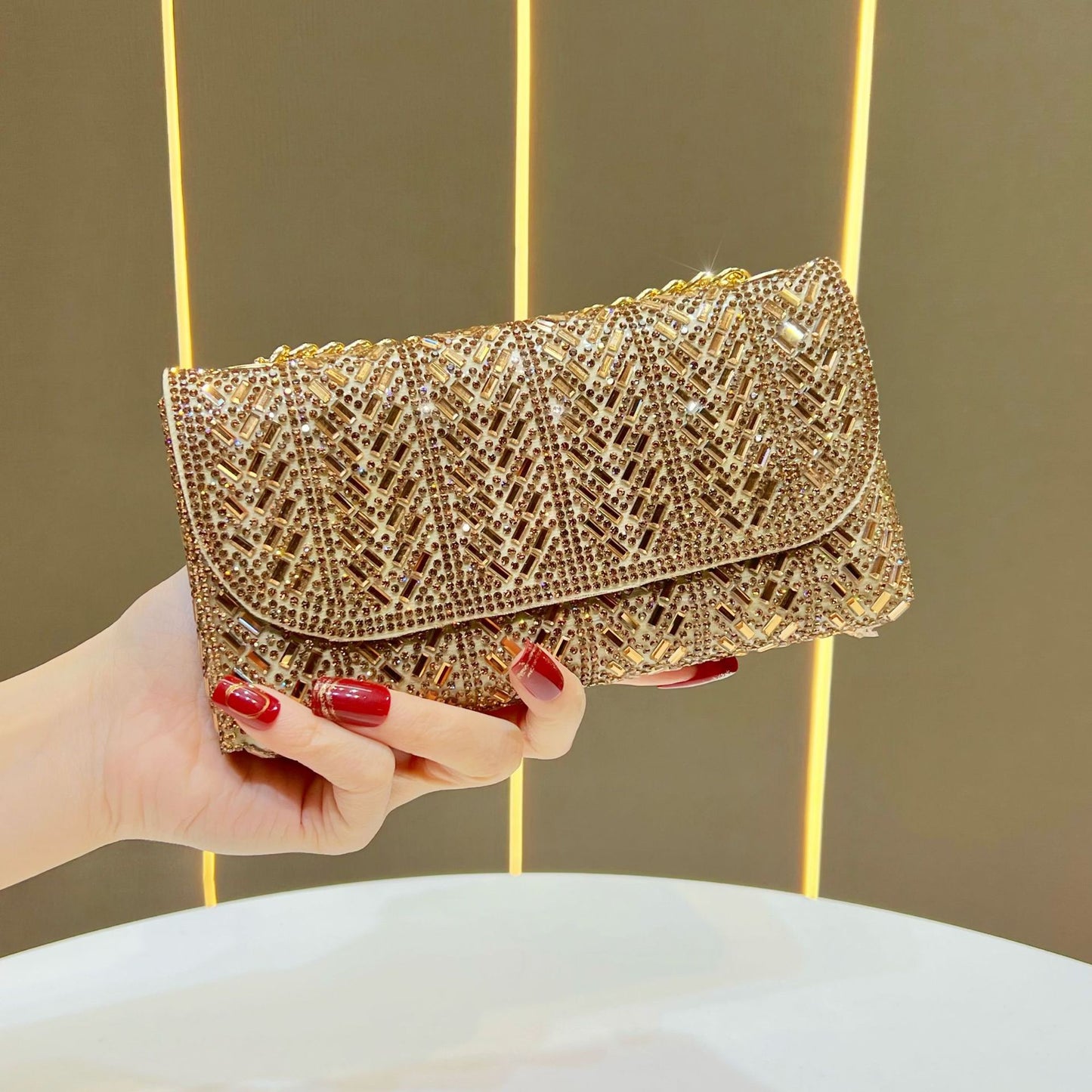 Fashion Chain Style One Full Diamond Light Luxury High-grade Shoulder Bags