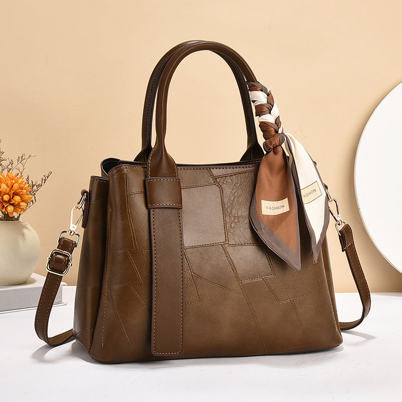 Women's Retro Fashion Mom Texture Embossed Large Women's Handbag