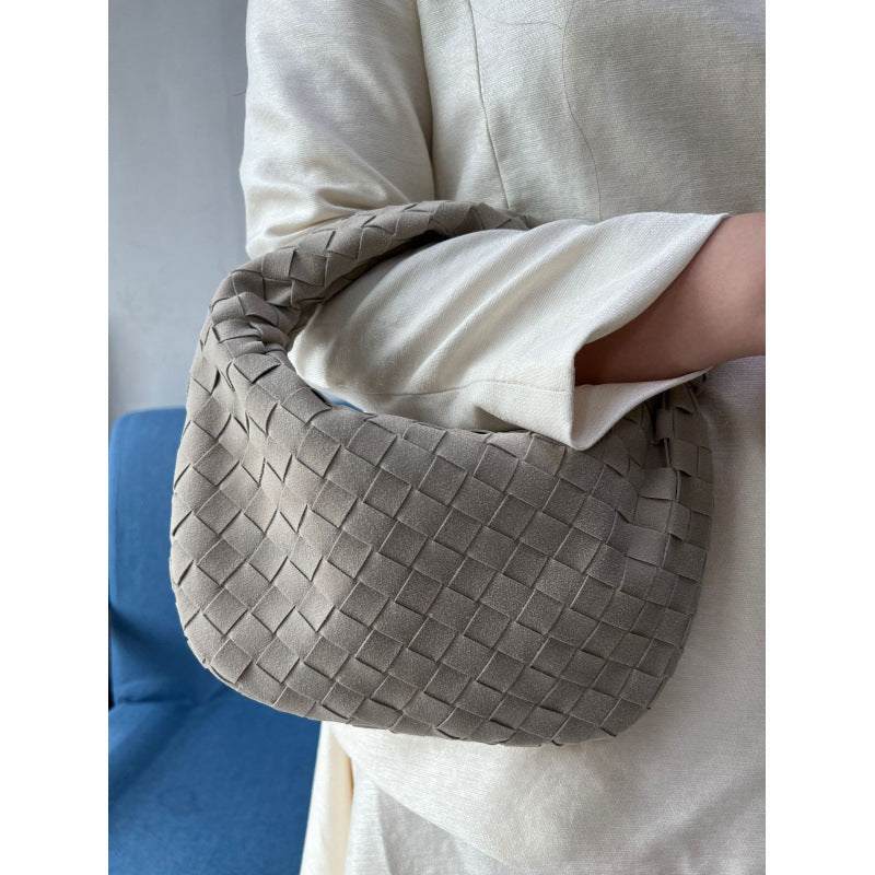 Women's Handmade Frosted Woven Croissant Fashion Women's Shoulder Bag