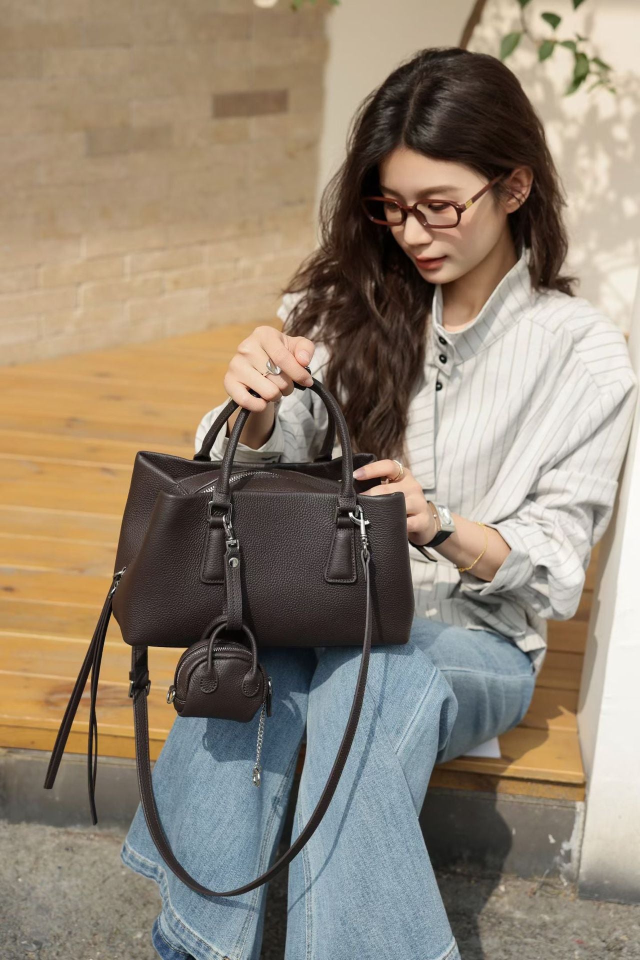 Women's Spring First Layer Cowhide Trendy Portable Women's Handbag