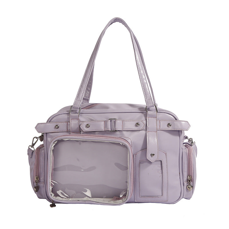 Trendy Cartoon Large Capacity Transparent Two-dimensional Bar Good-looking Women's Handbag
