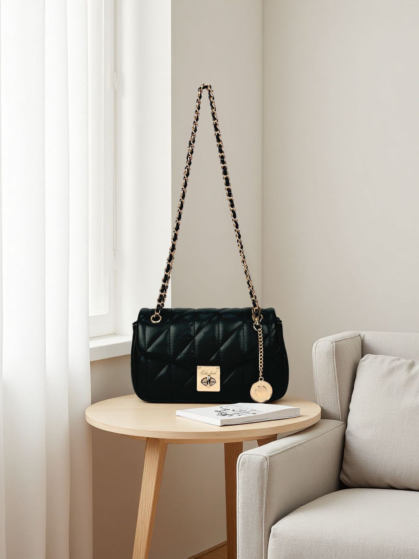 Women's Pearl Era Pouch Chain Diamond Plaid Women's Messenger Bag