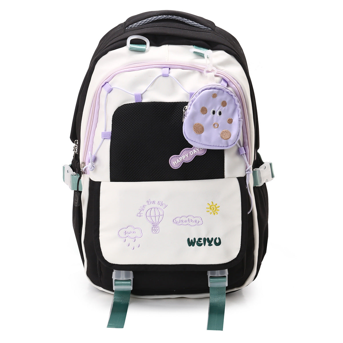 Macaron Contrast Color Lightweight Simple Burden College Student Schoolbag