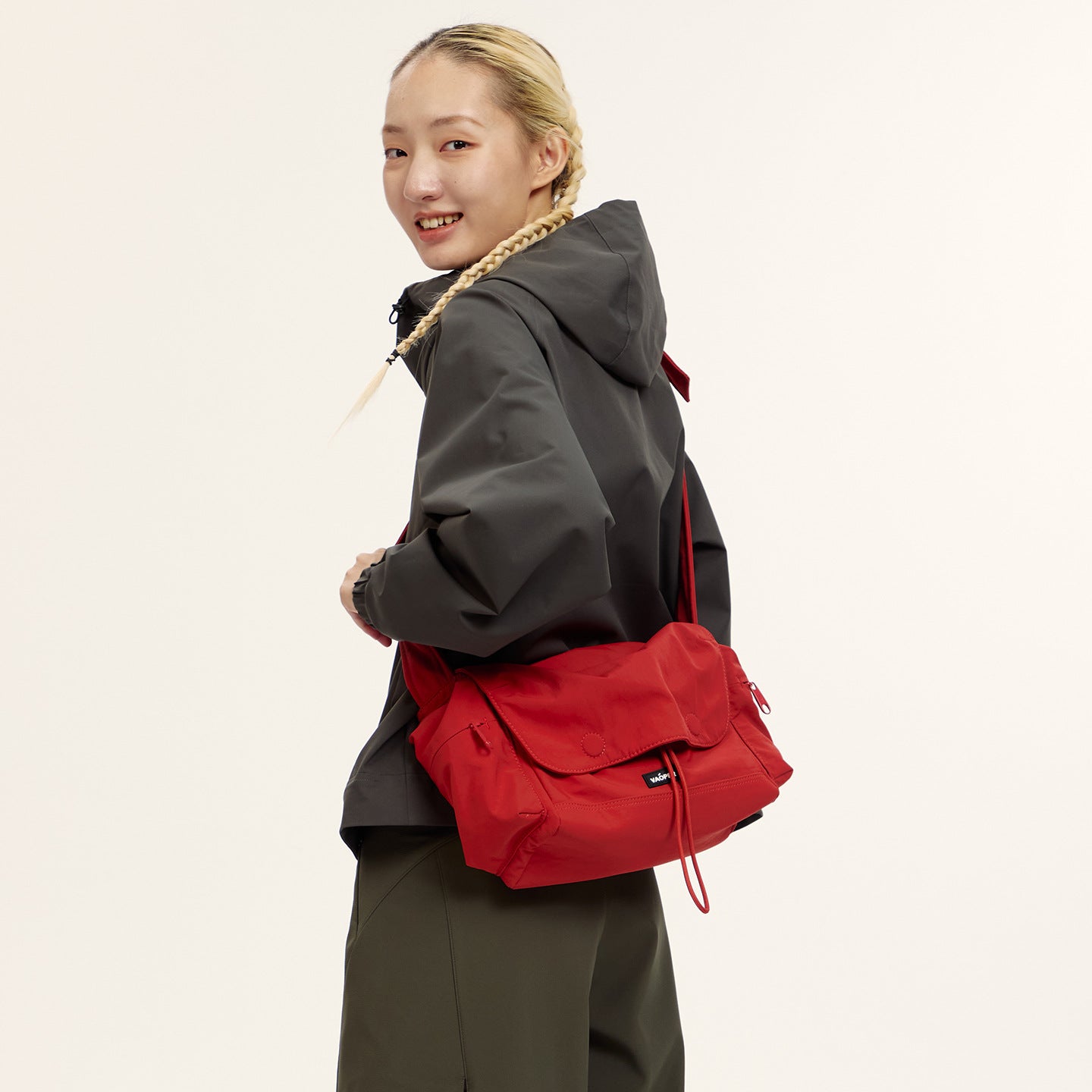 Women's Hello Large Capacity Commuter Lightweight Red Women's Shoulder Bag
