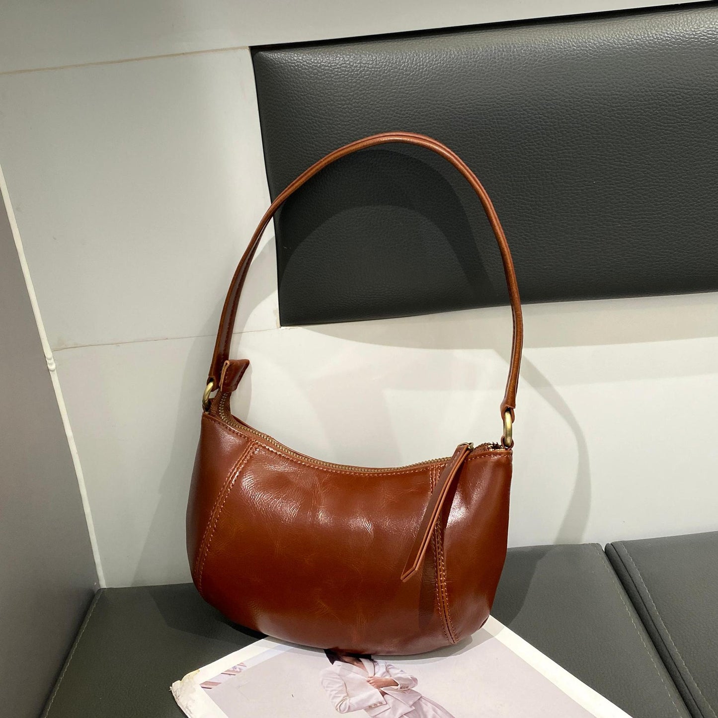 Design Large Capacity Totes Cowhide Commuter Pocket Women's Shoulder Bag