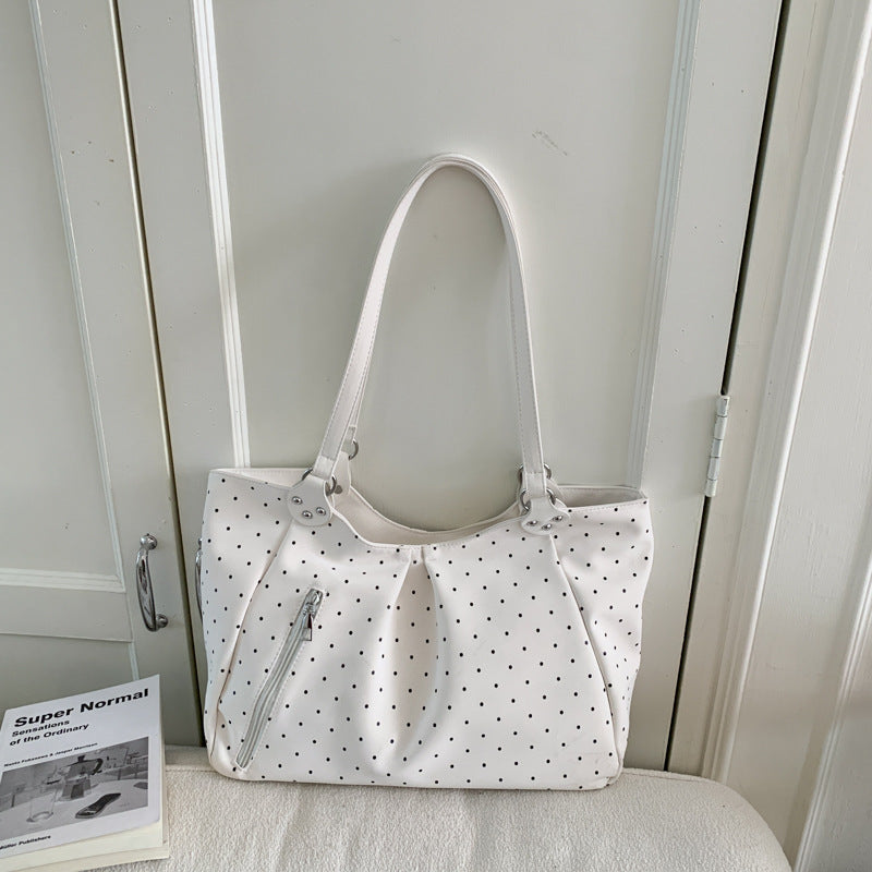 Women's Polka Dot Large Capacity Loose College Tote Bag