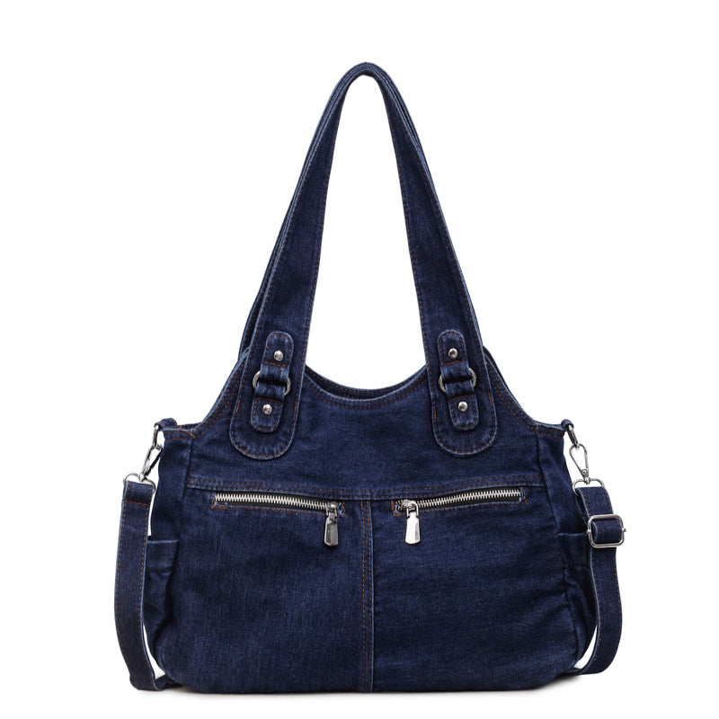 Women's Denim Stylish Large Capacity Commuter Portable Tote Bag