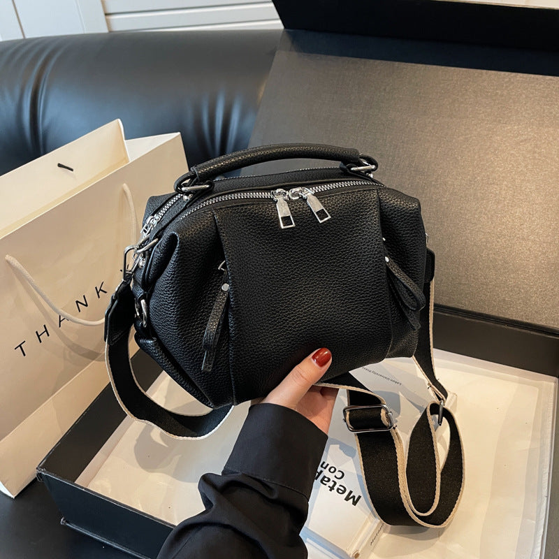 Women's Simple Style Textured Female Korean Women's Messenger Bag