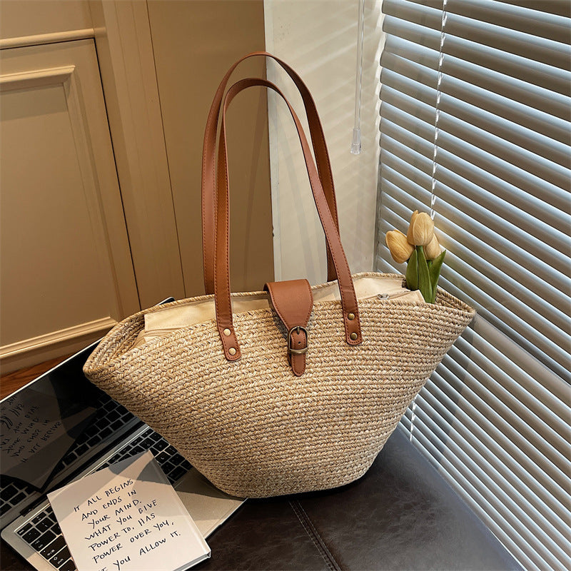 Women's Summer Beach Straw Hat Seaside Vacation Women's Shoulder Bag