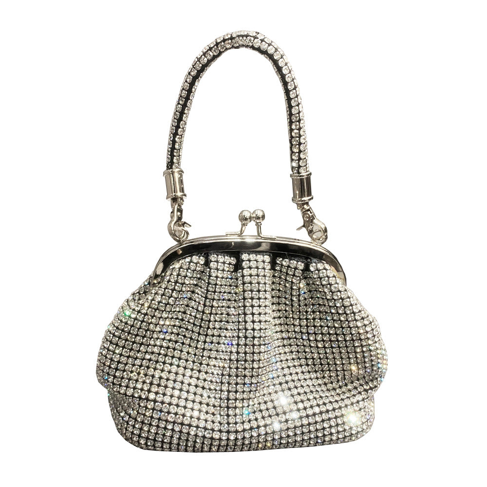 Women's Dinner Portable Clip Full Diamond Handmade Shiny Rhinestone Bags