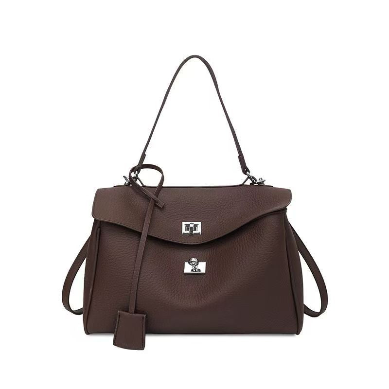 Women's Textured Lychee Pattern Soft Leather Large Bags