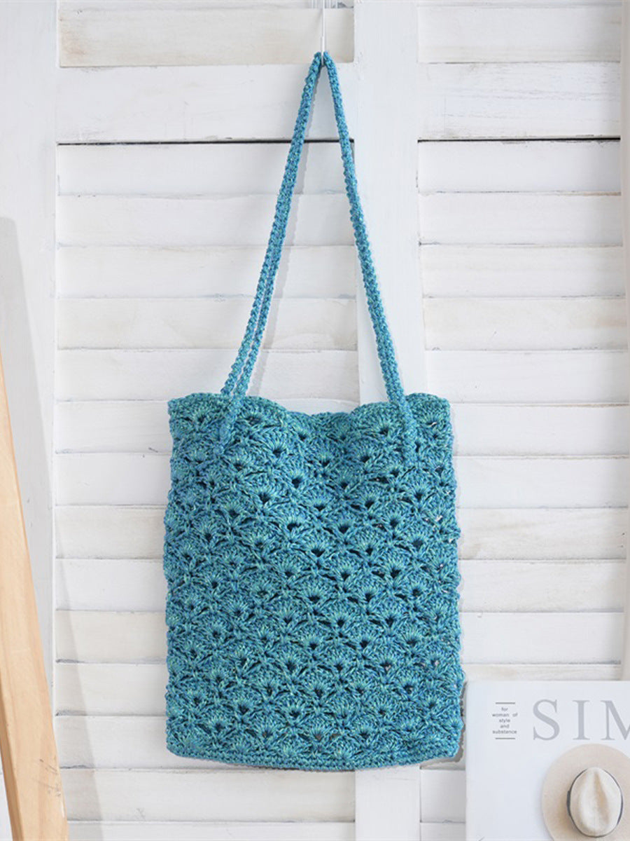 Women's Colorful Woven Design Textured Fashion Vacation Bags