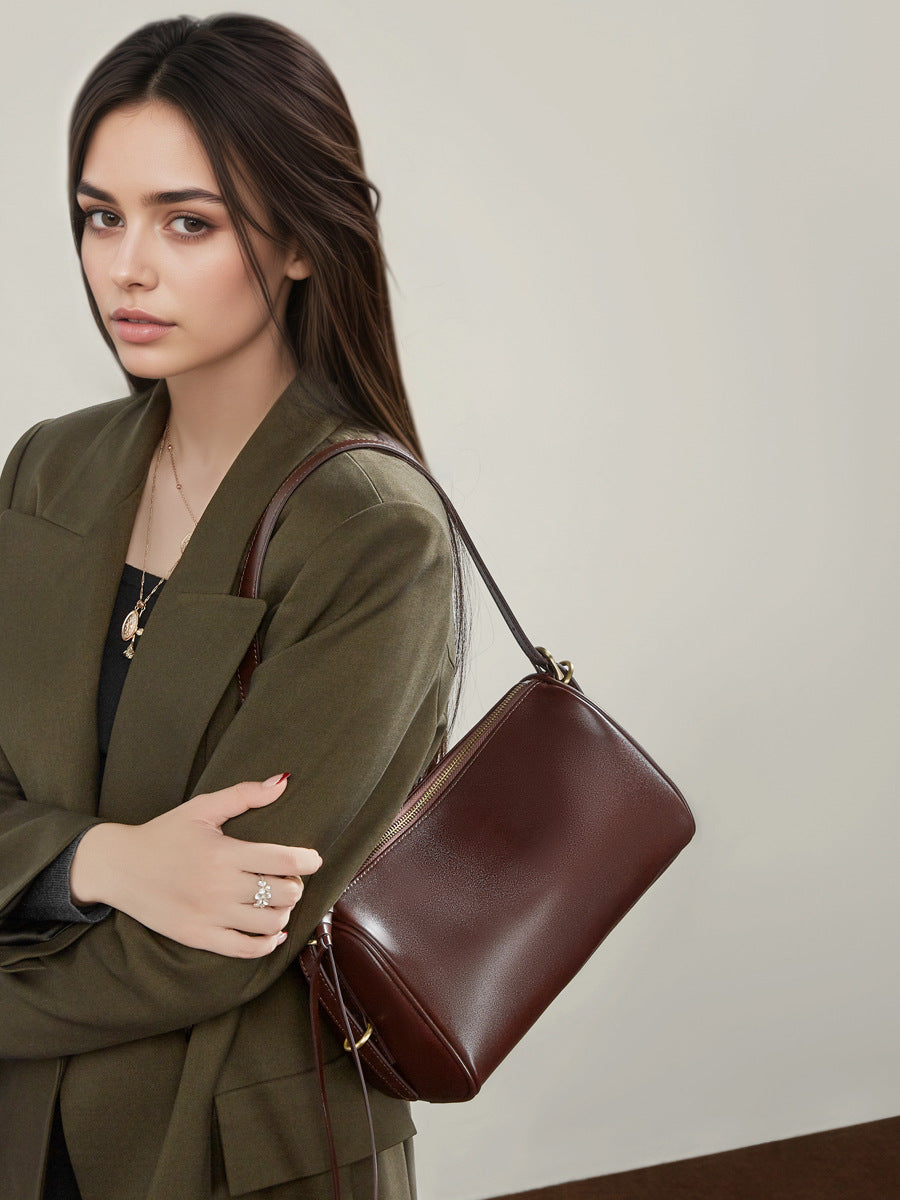 Women's Large Capacity Genuine Leather Pillow Women's Shoulder Bag