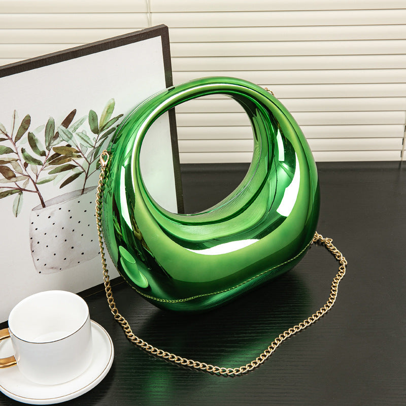 Cool Crescent Gold Sier Makeup Acrylic Dinner Bag