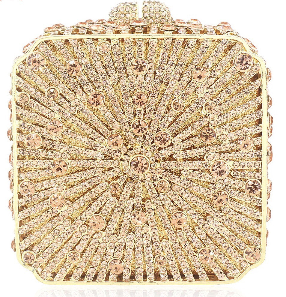 Women's Wedding Full Diamond Cheongsam Hand-held Box Dinner Bag