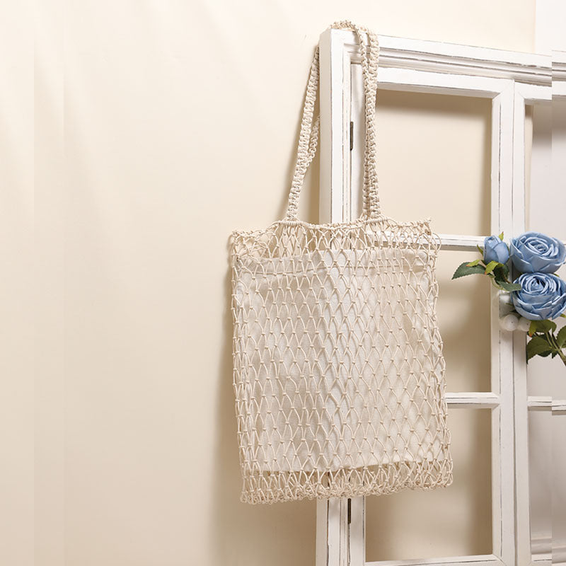 Hollow Mesh Pocket Woven Idle Style Bags